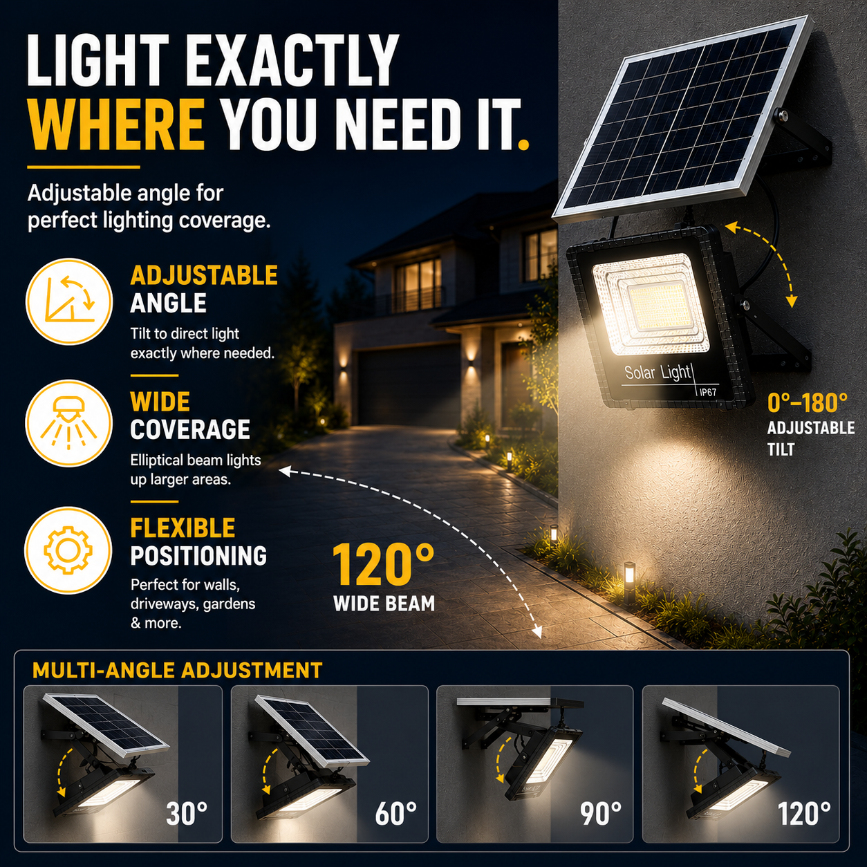Celrien | Soluxe Solar-Powered Outdoor Flood Light With Remote