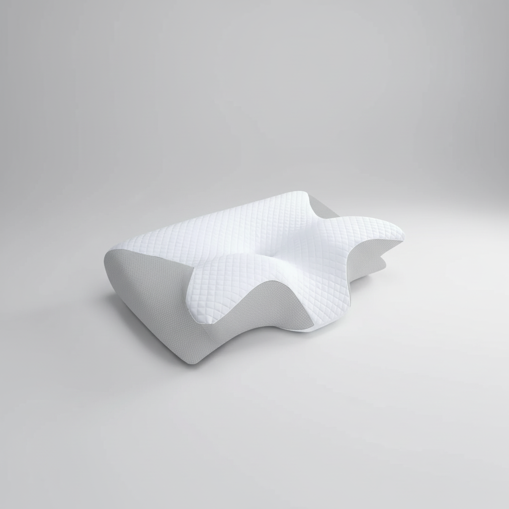Ergonomic memory foam neck pillow with cervical support contour