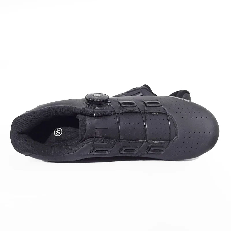 SPD-compatible cycling shoe with rotary dial closure and perforated upper