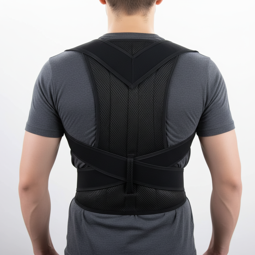Adjustable back support brace with posture correction and breathable mesh