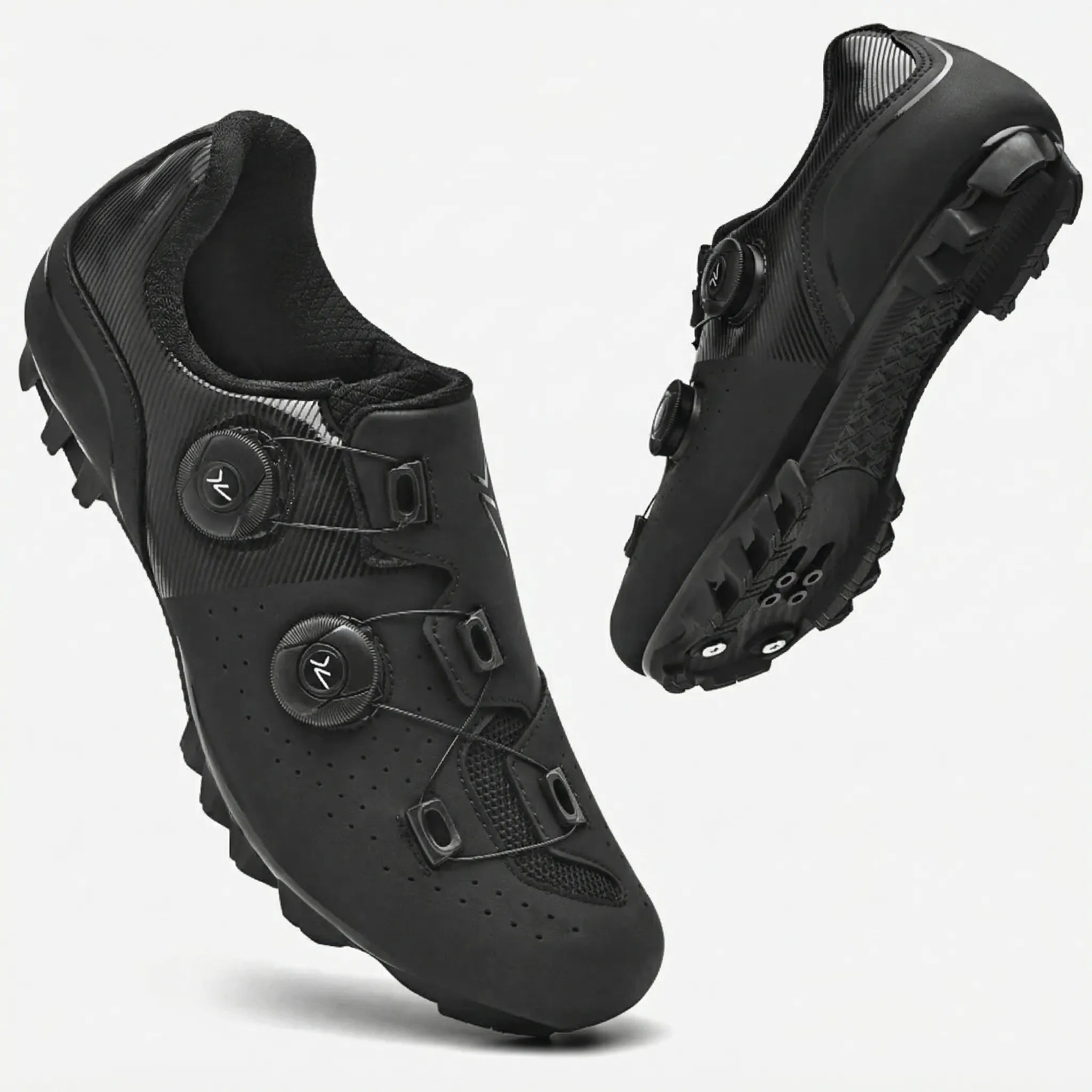 SPD cycling shoe with rotating buckle closure breathable upper