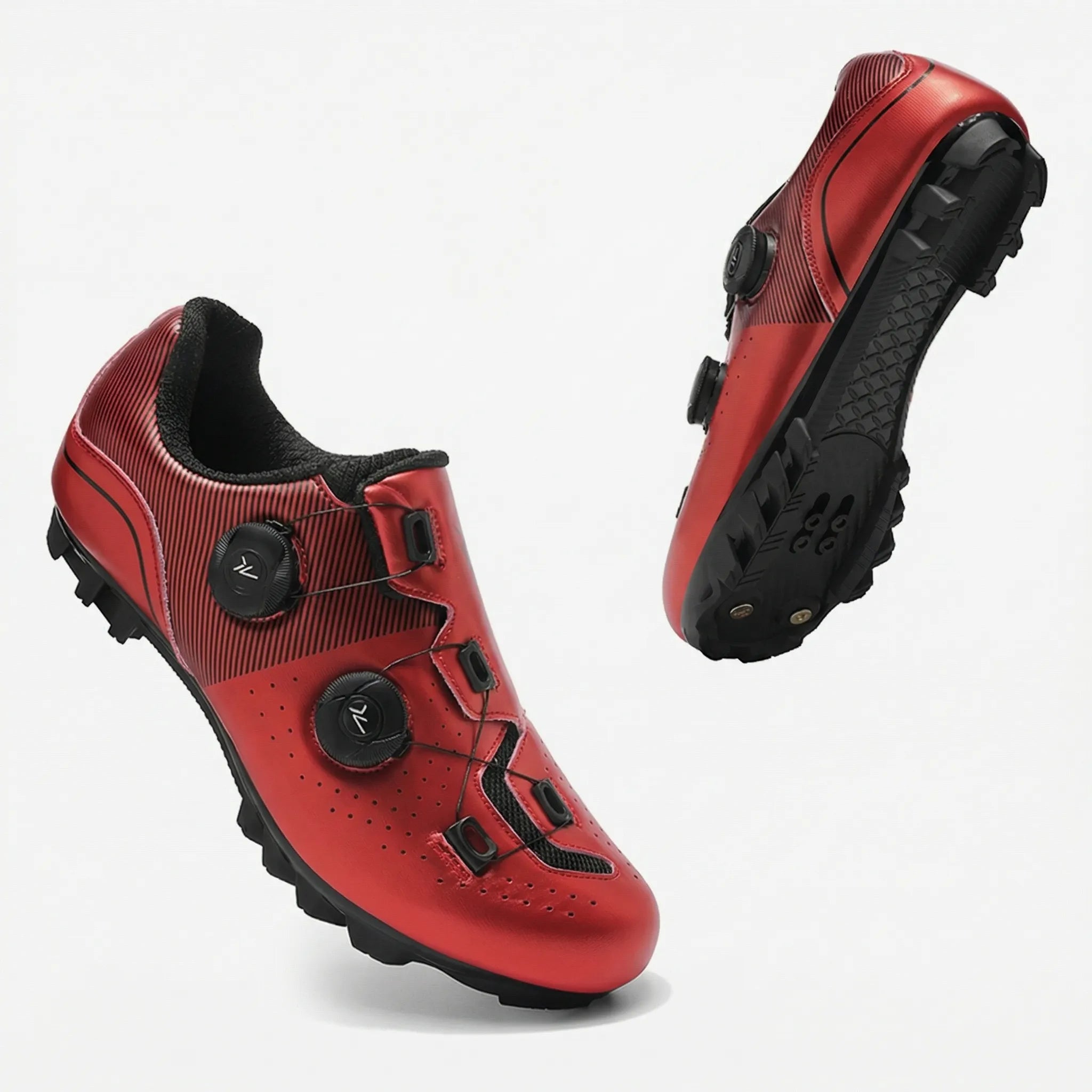 SPD cycling shoe with rotating buckle closure breathable upper