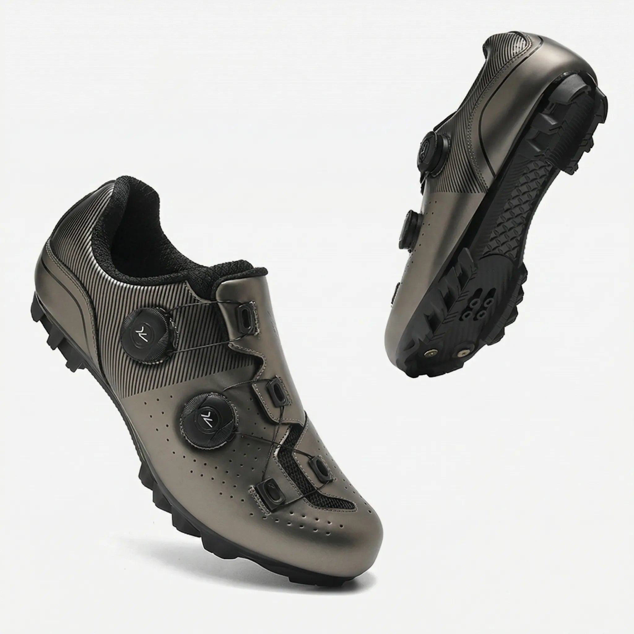 SPD cycling shoe with rotating buckle closure breathable upper