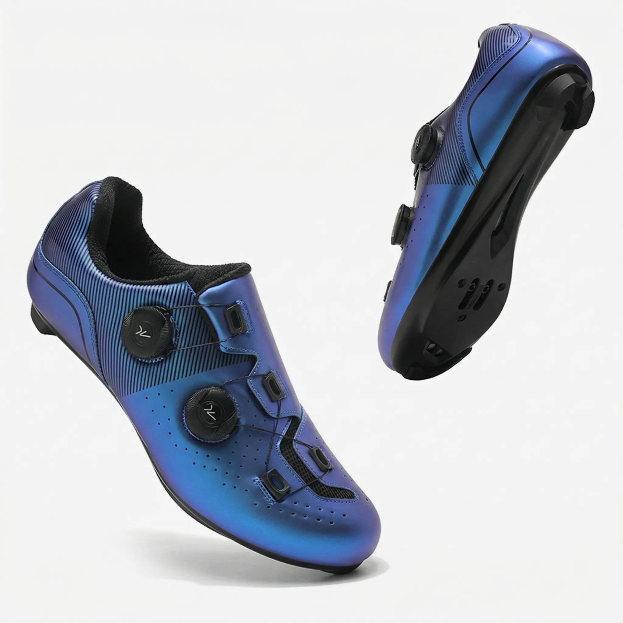 SPD cycling shoe with rotating buckle closure breathable upper