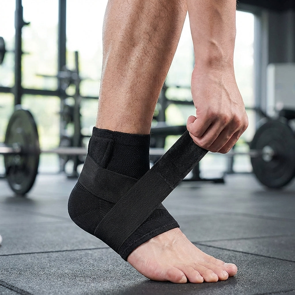 Adjustable ankle support sleeve with anti-roll stability and breathable construction