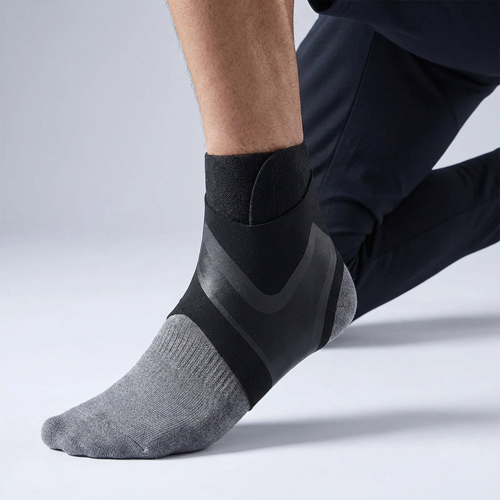 Adjustable ankle support sleeve with anti-roll stability and breathable construction
