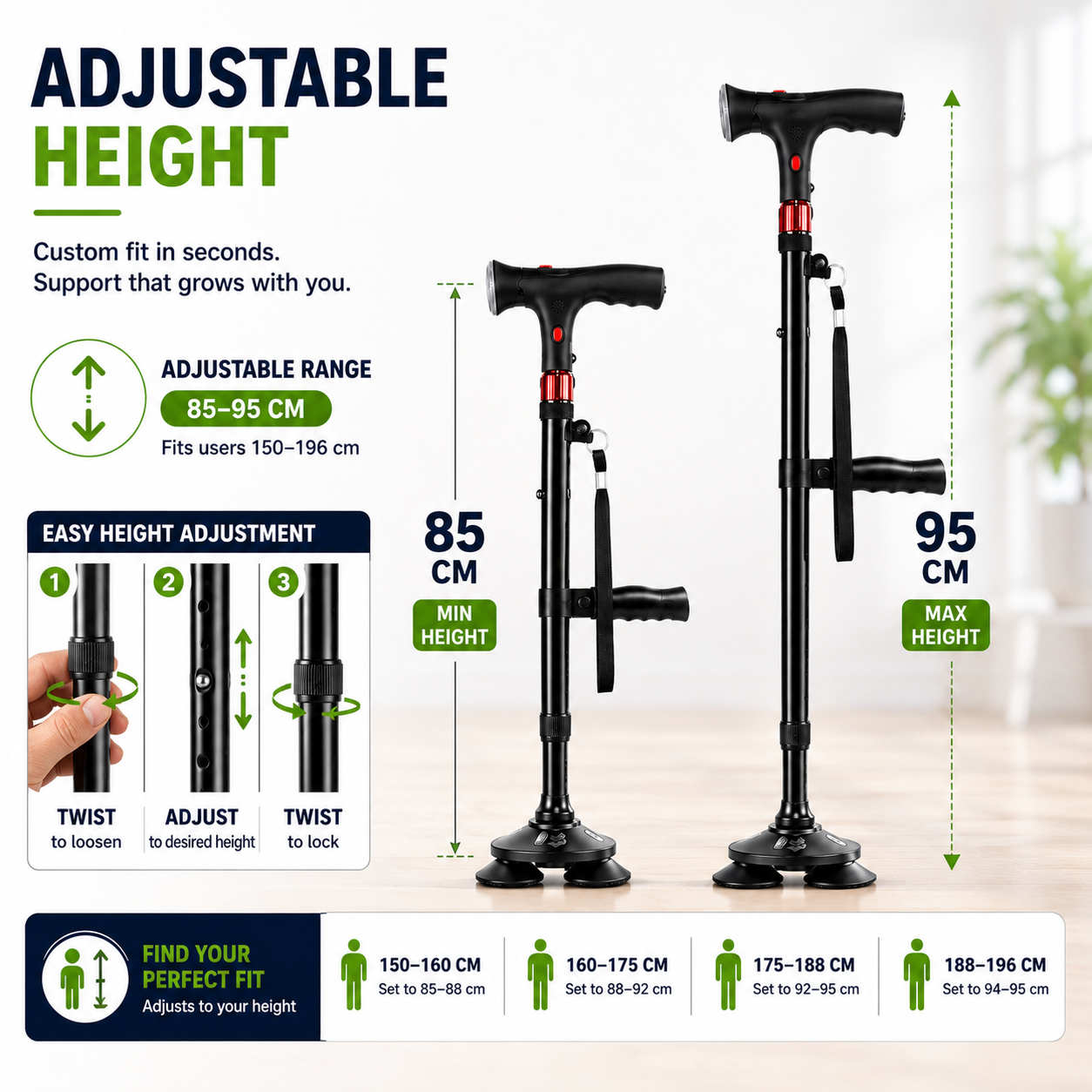 Celrien | StabiliTrek Foldable Aluminum Quad Cane