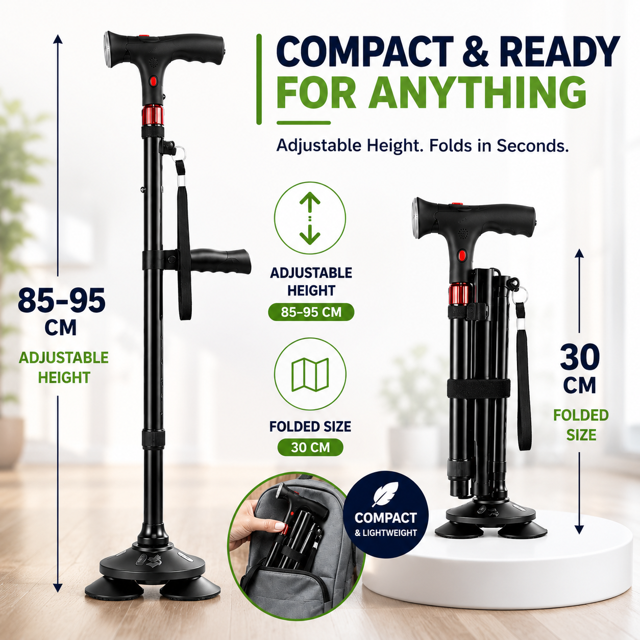 Celrien | StabiliTrek Foldable Aluminum Quad Cane