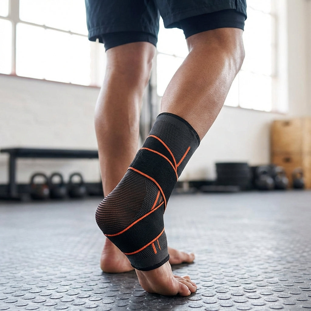 Adjustable compression ankle brace with breathable design