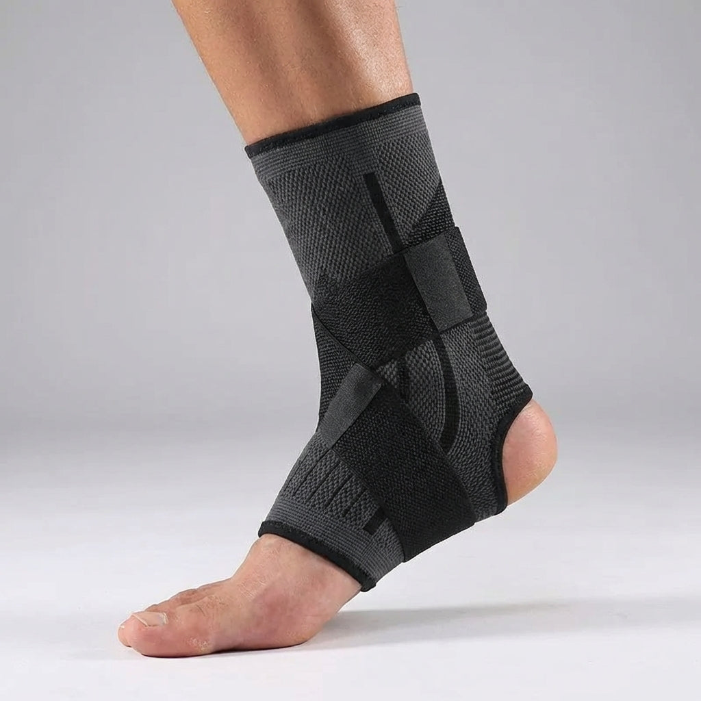 Adjustable compression ankle brace with breathable design