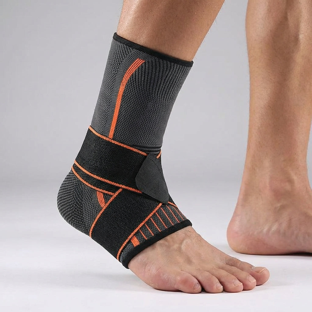 Adjustable compression ankle brace with breathable design