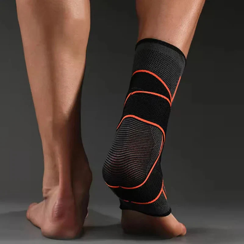 Adjustable compression ankle brace with breathable design