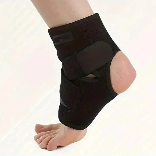 Adjustable ankle support sleeve with breathable construction and stabilizing straps