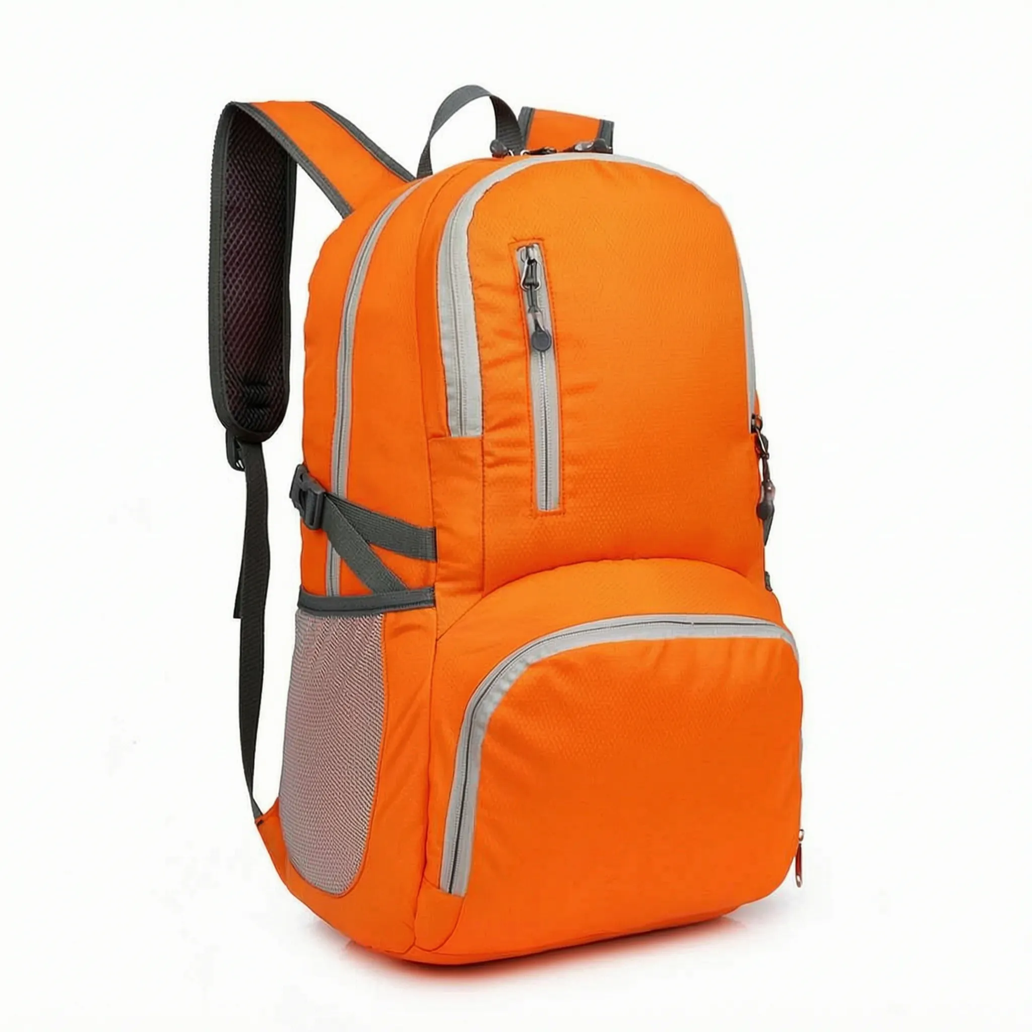 Foldable travel rucksack with water-repellent finish and padded straps