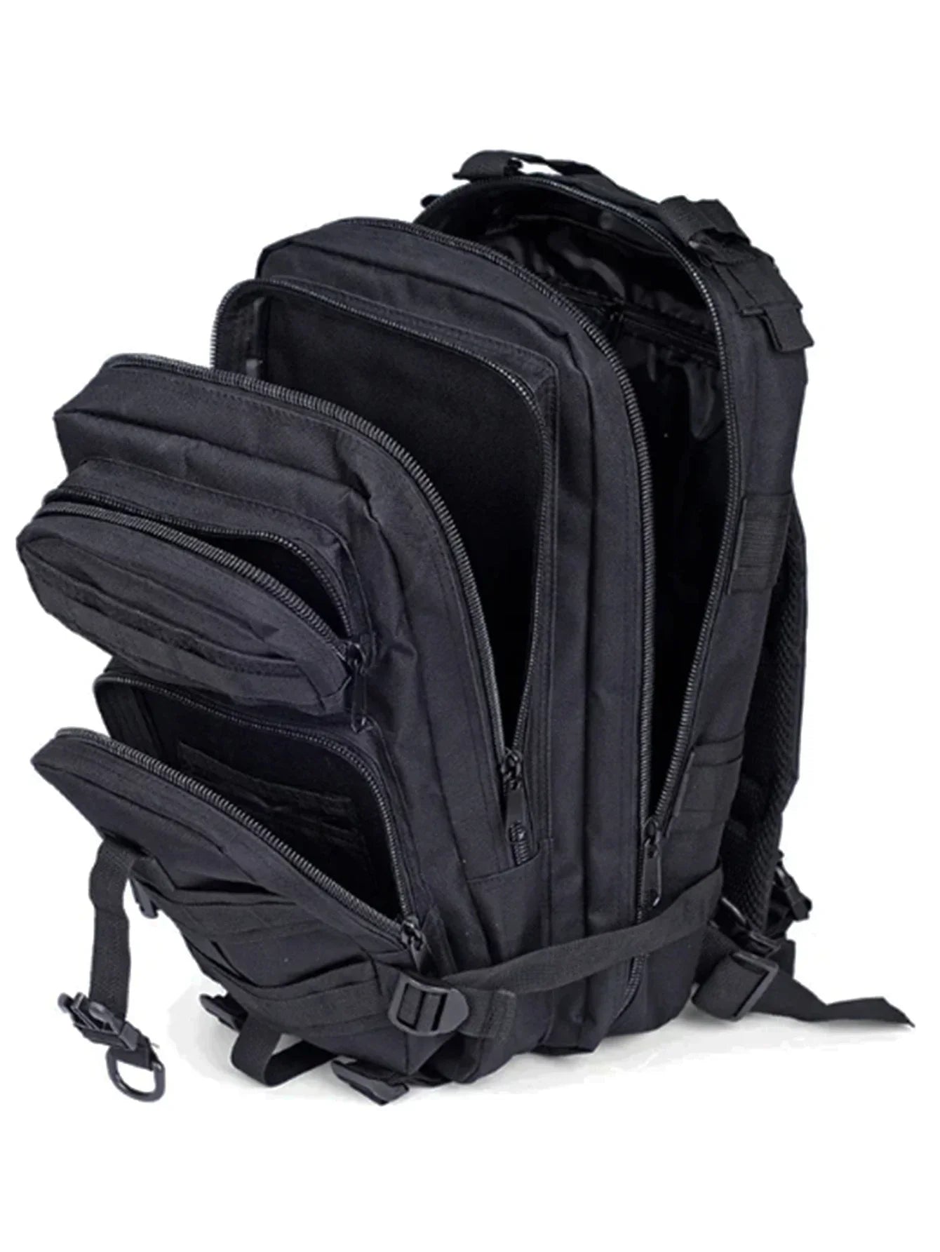Tactical backpack with modular webbing and multiple compartments