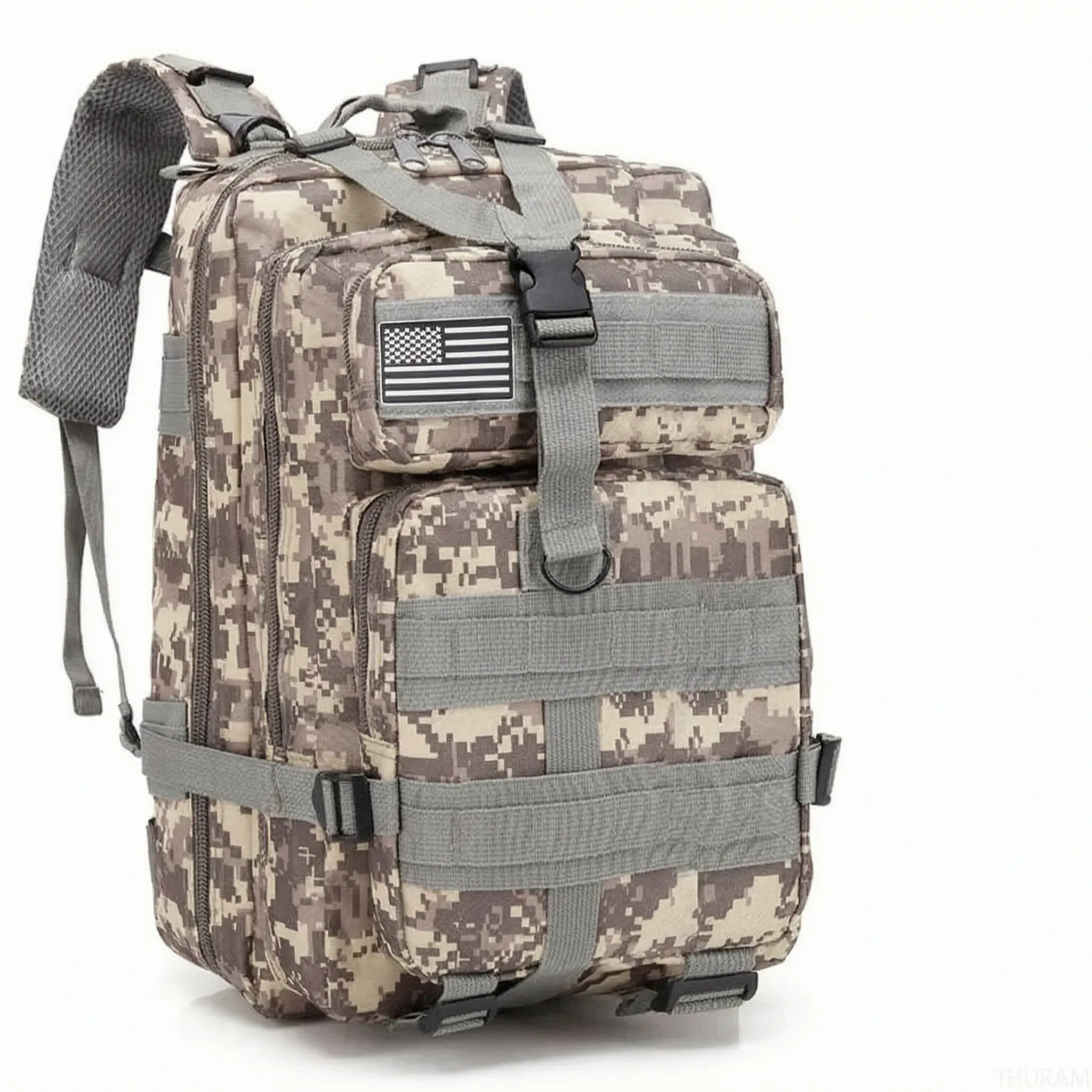 Tactical backpack with modular webbing and multiple compartments