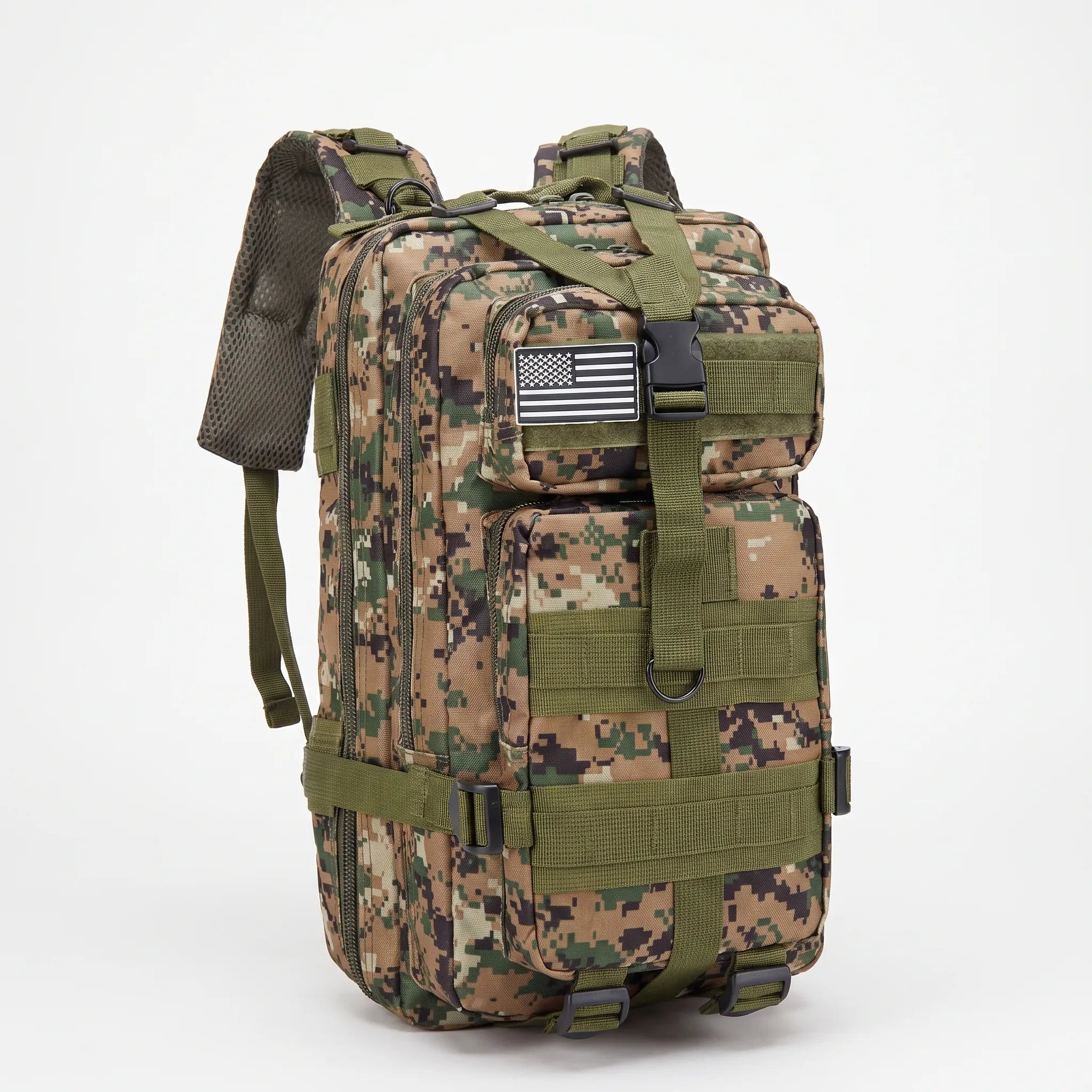 Tactical backpack with modular webbing and multiple compartments