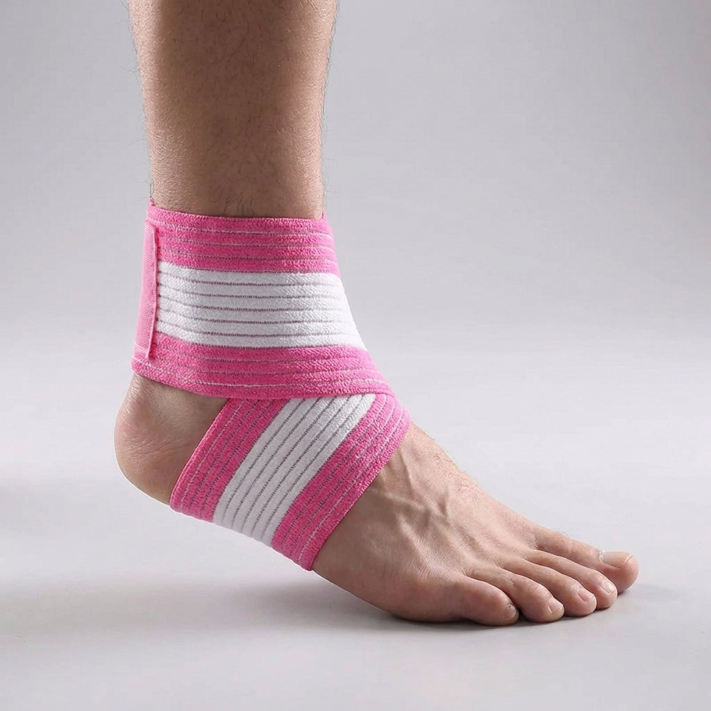 Adjustable ankle support wrap with targeted compression and breathable construction
