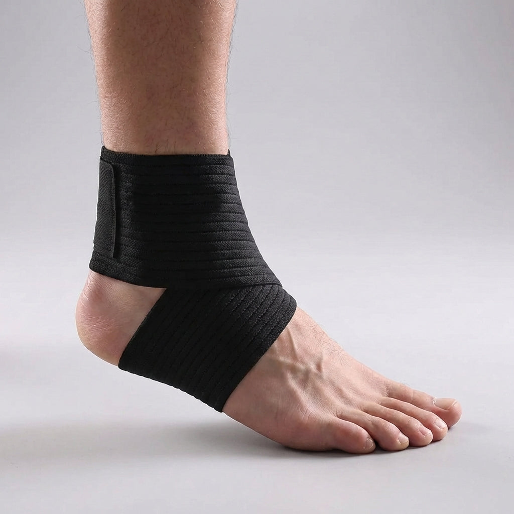 Adjustable ankle support wrap with targeted compression and breathable construction