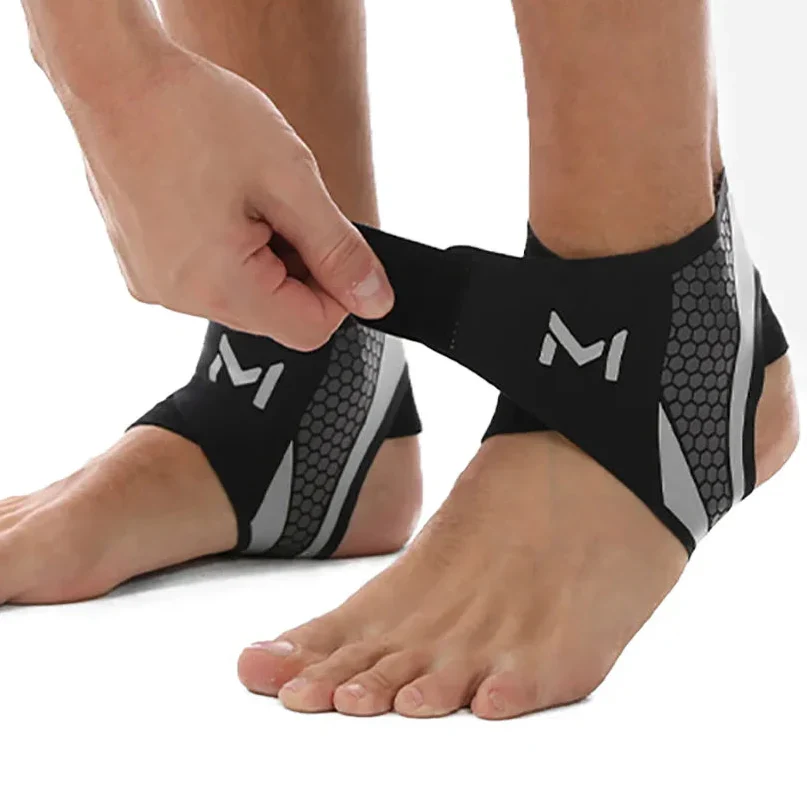Adjustable ankle support with targeted compression and breathable construction