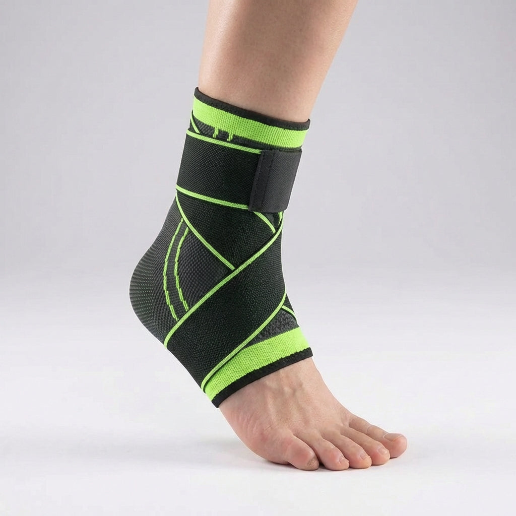 Adjustable ankle compression brace for sports and recovery support