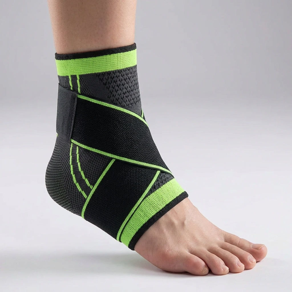 Adjustable ankle compression brace for sports and recovery support