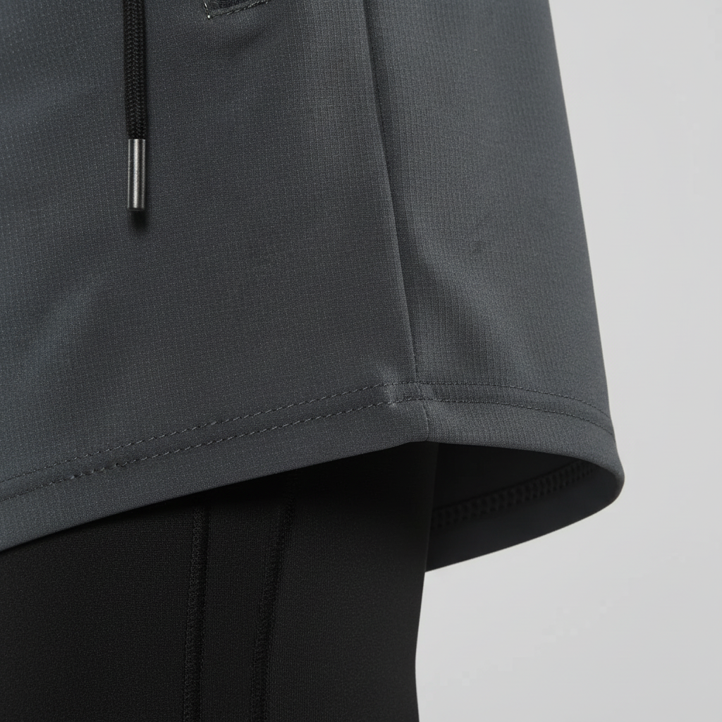 Men's two-in-one training pants with compression layer and zippered pockets