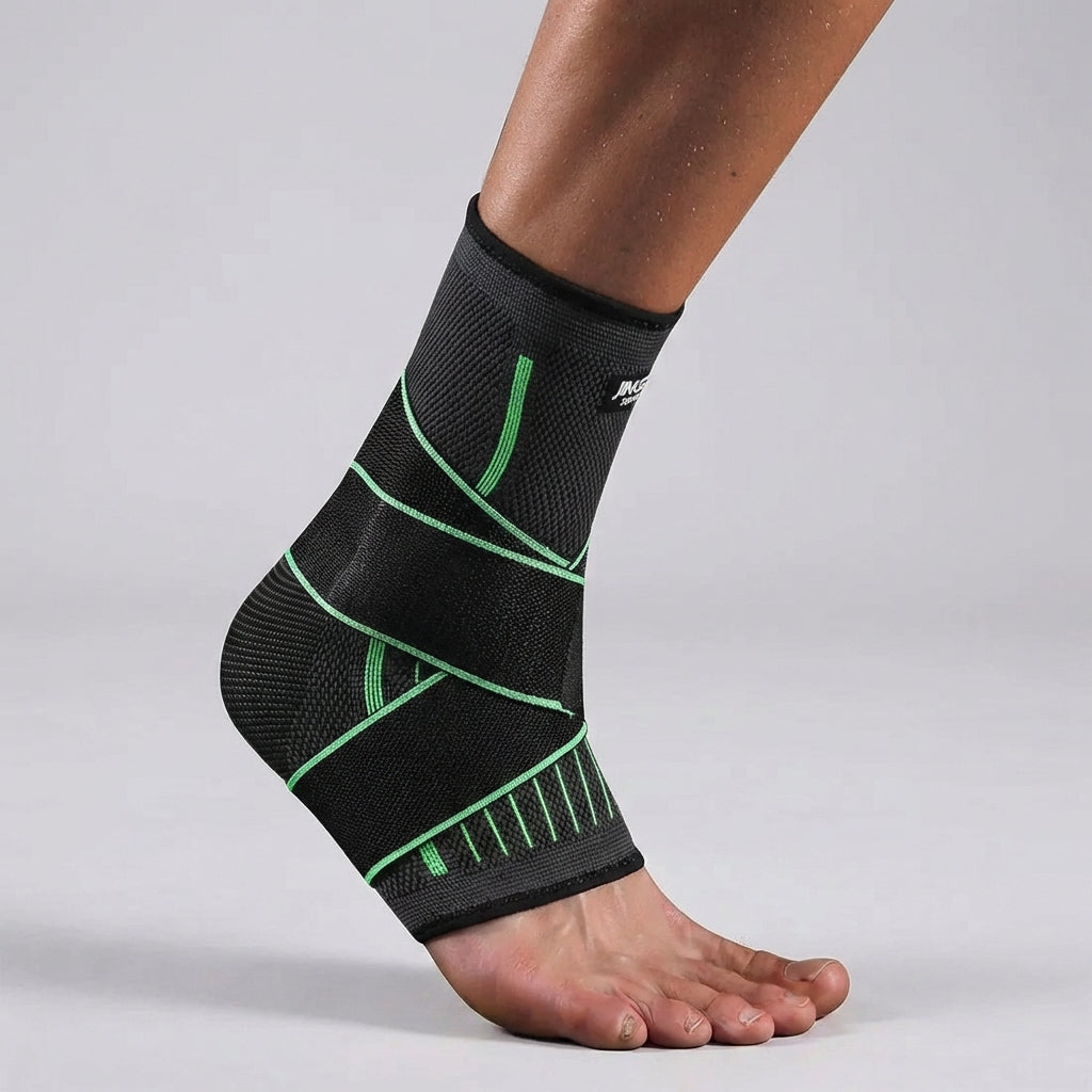 Adjustable compression ankle brace with cross-strap support for activity and recovery