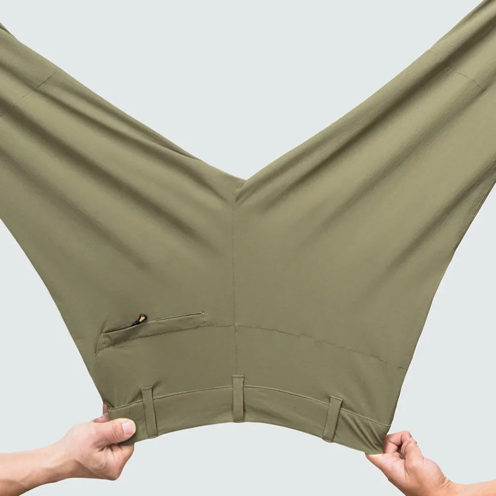 Men's water-resistant ripstop hiking pants with reinforced knee panels