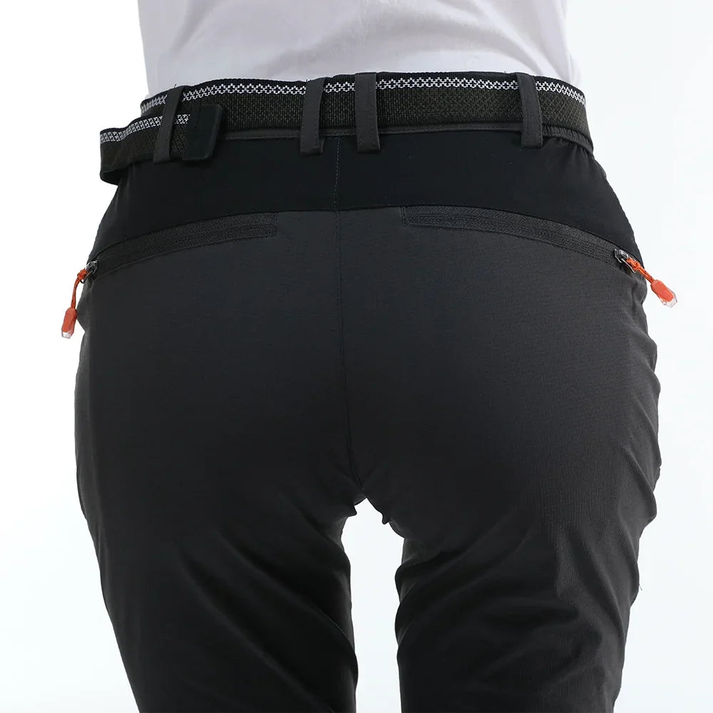 Men's water-resistant ripstop hiking pants with reinforced knee panels