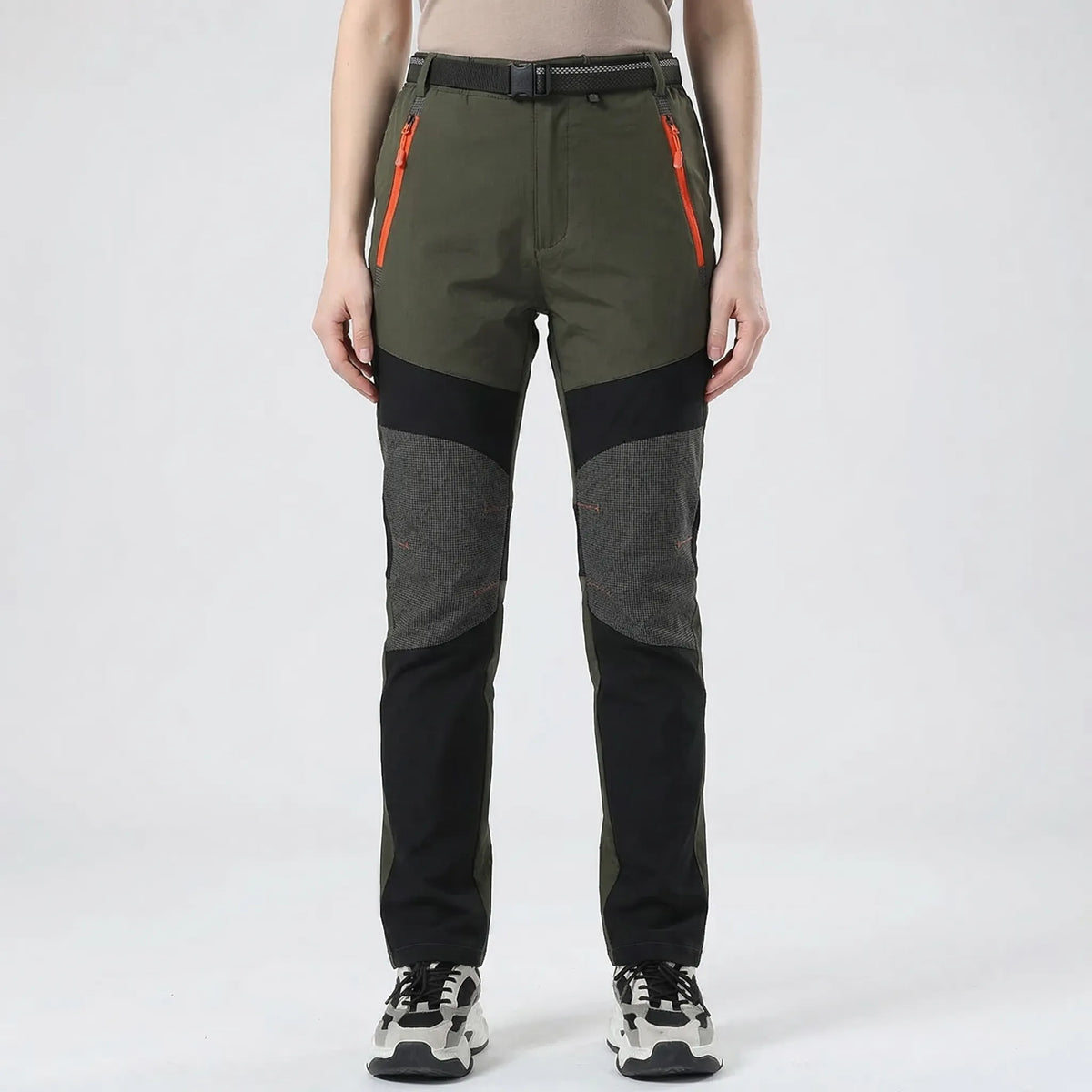 Men's water-resistant ripstop hiking pants with reinforced knee panels