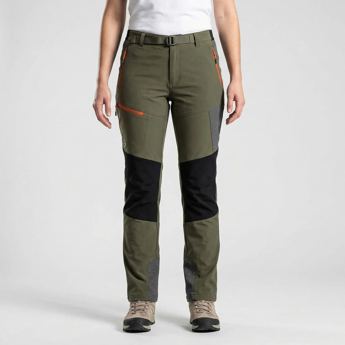 Men's water-resistant ripstop hiking pants with reinforced knee panels