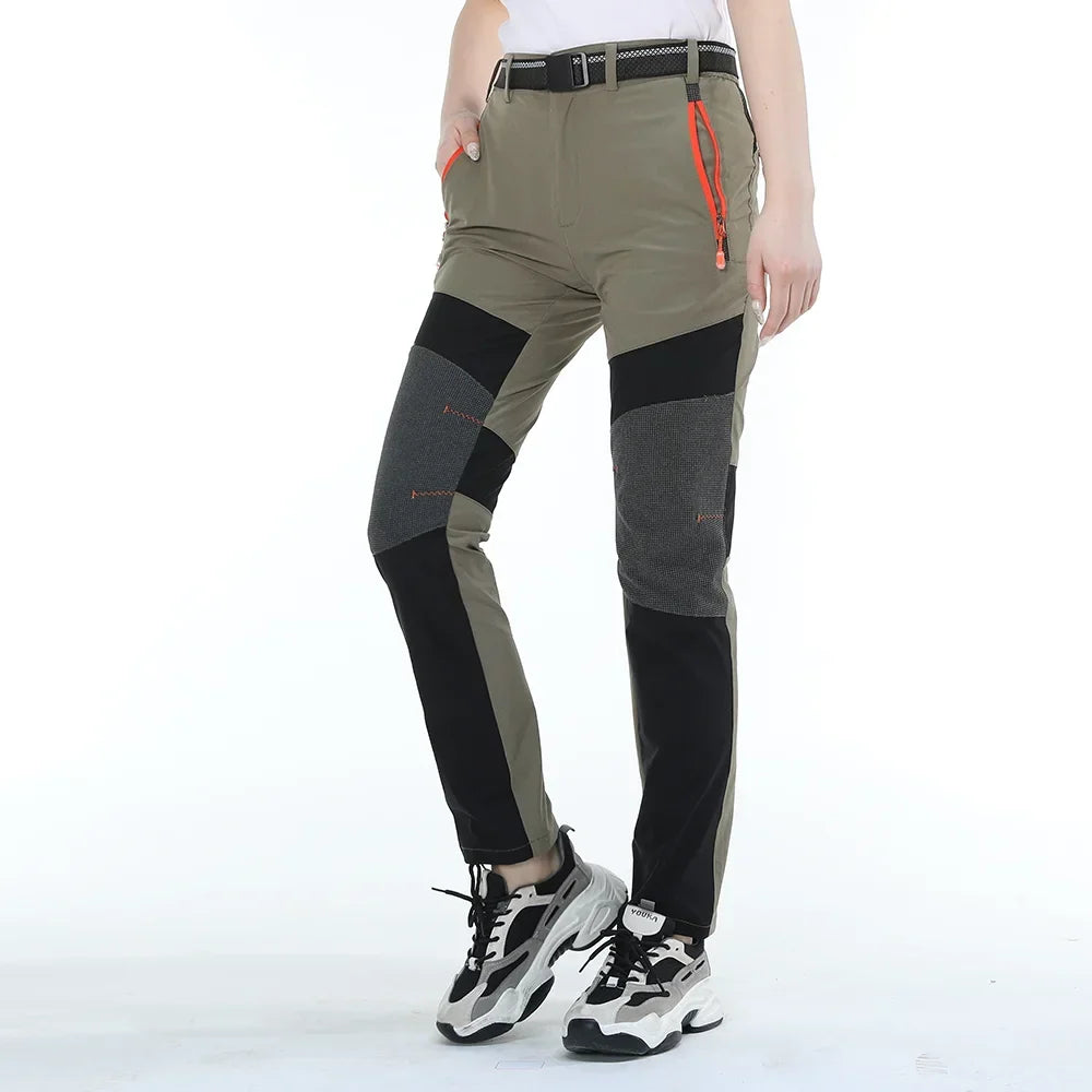 Men's water-resistant ripstop hiking pants with reinforced knee panels