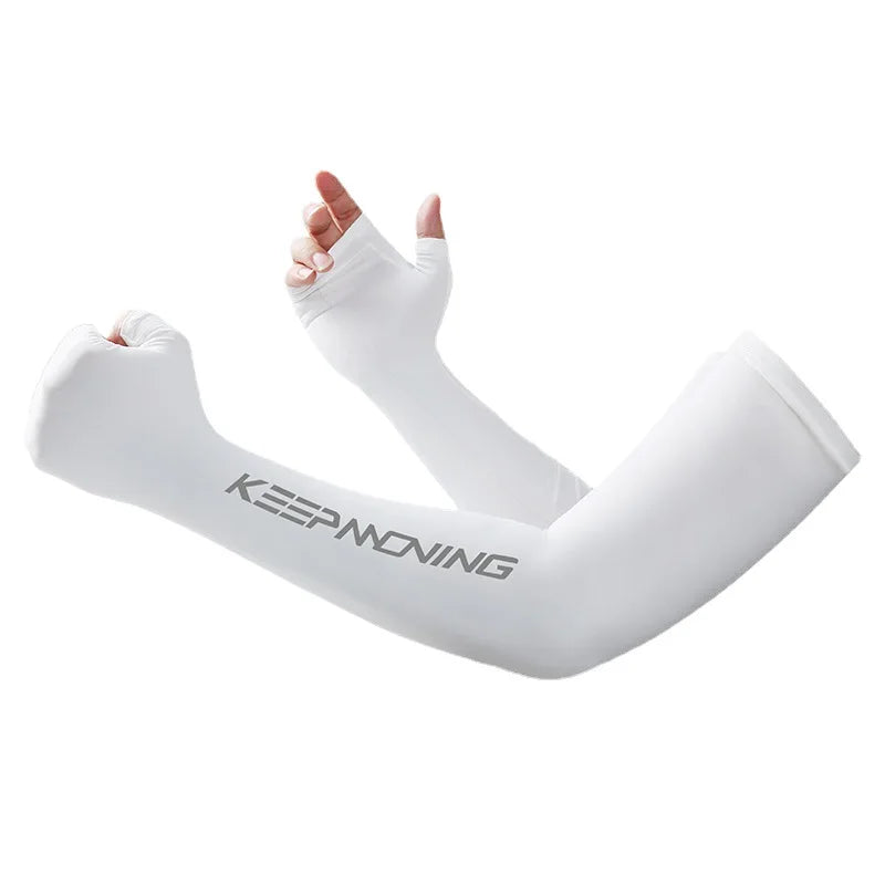 Fingerless arm sleeve with reflective strip for cycling sun protection