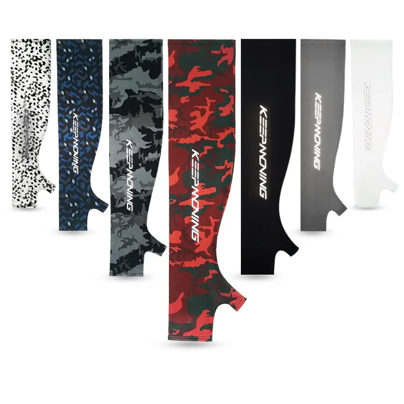 Fingerless arm sleeve with reflective strip for cycling sun protection