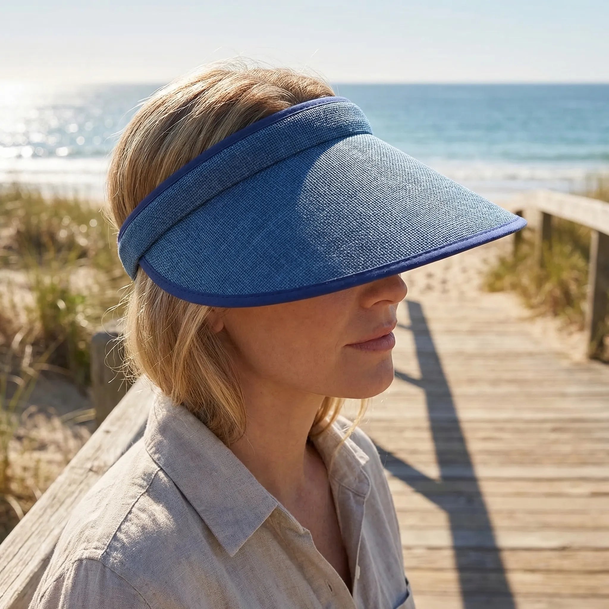 Women's clip-on sun visor lightweight foldable open top design