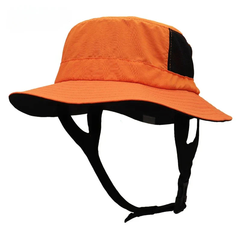 Mesh fishing hat with UPF50+ sun protection and adjustable chin strap