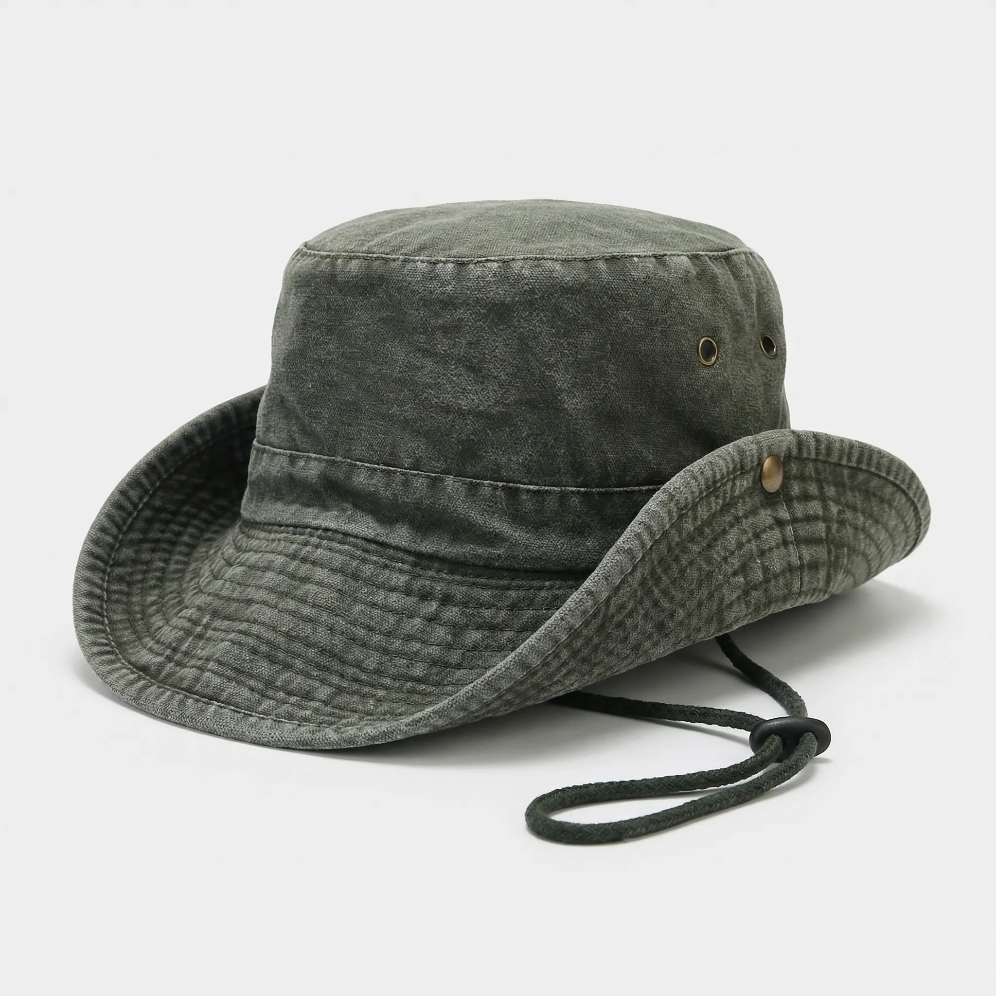 Unisex bucket hat with structured brim in solid color