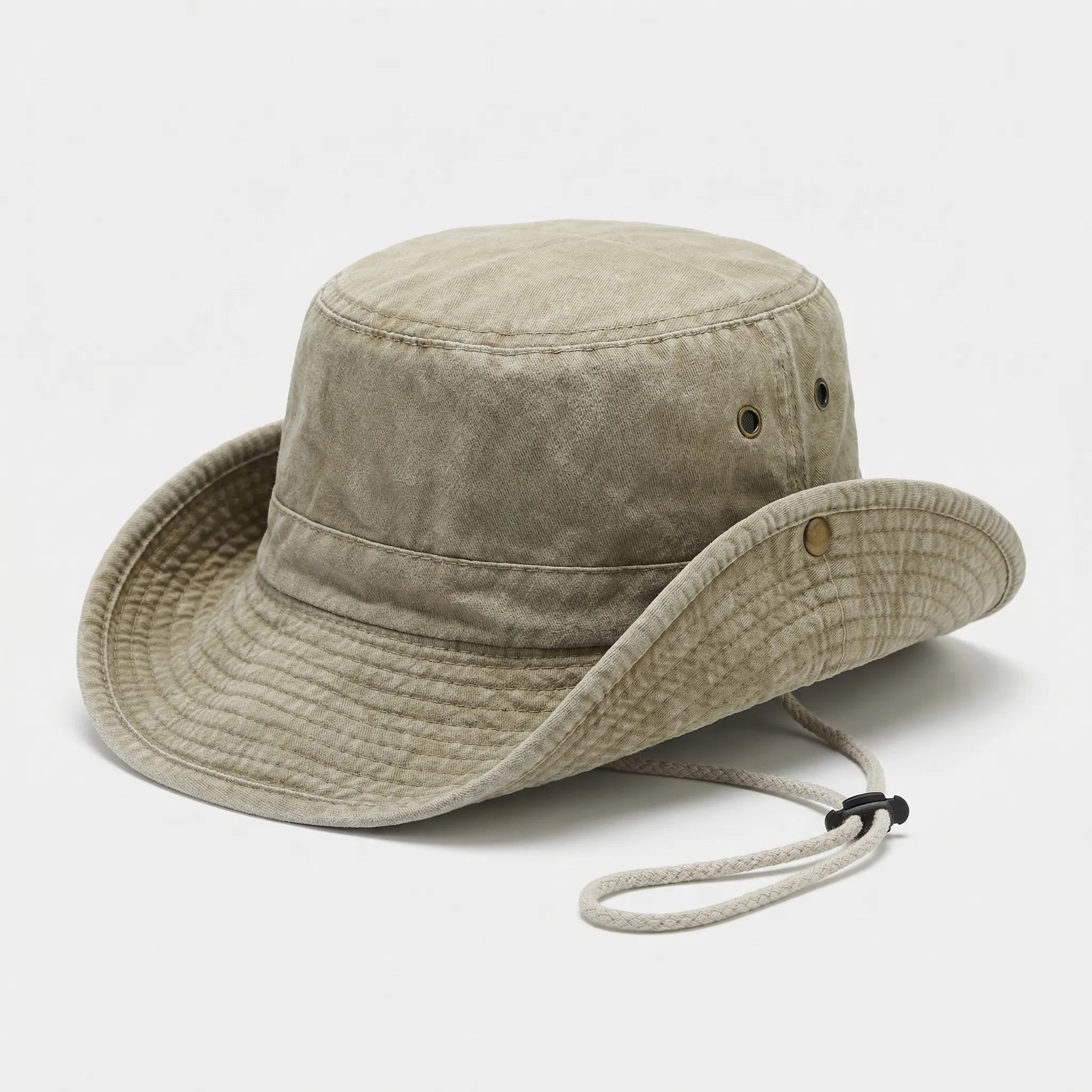Unisex bucket hat with structured brim in solid color