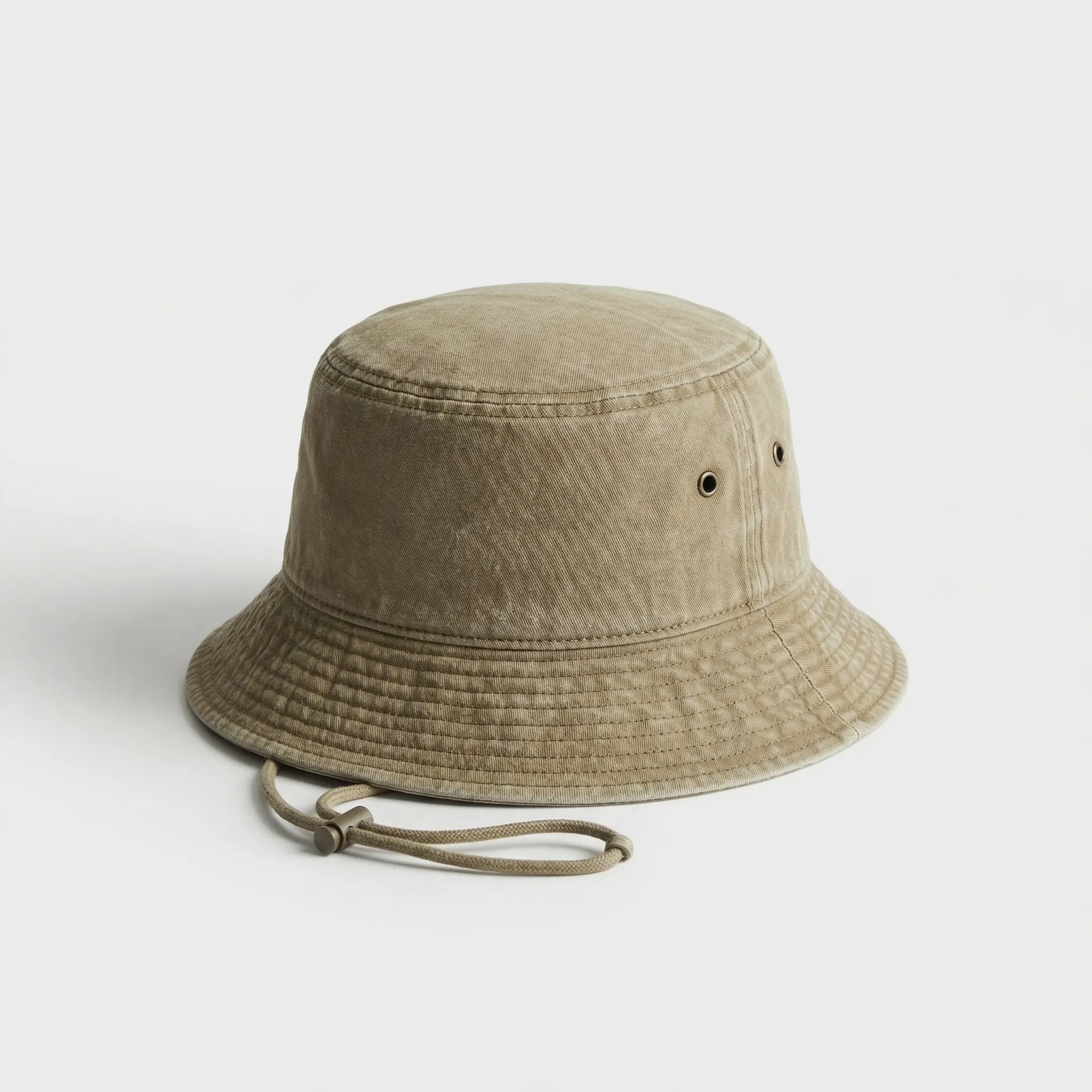 Unisex bucket hat with structured brim in solid color