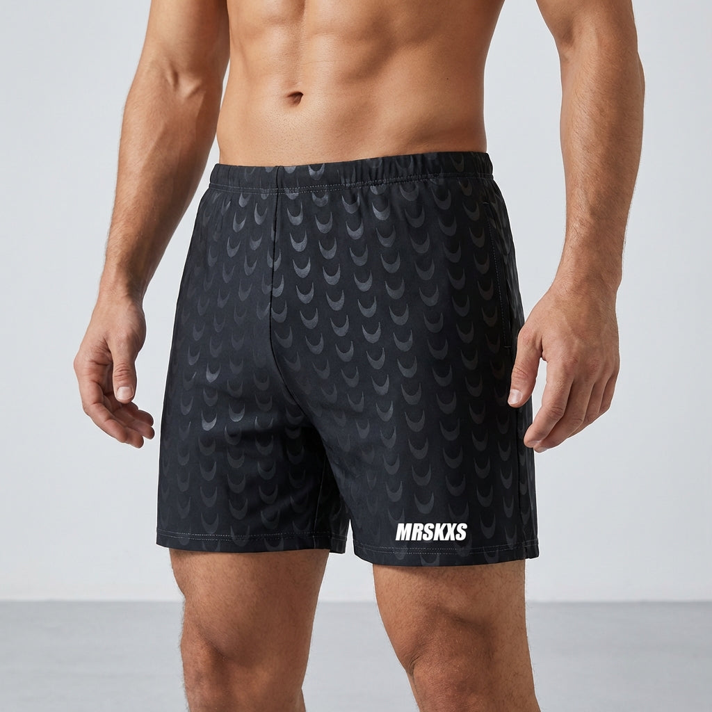 Swim shorts double layer quick-drying side slits adjustable fit