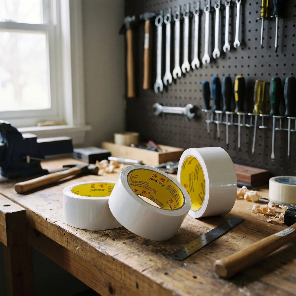 Heavy-duty cloth tape with fabric-reinforced backing and water-resistant surface