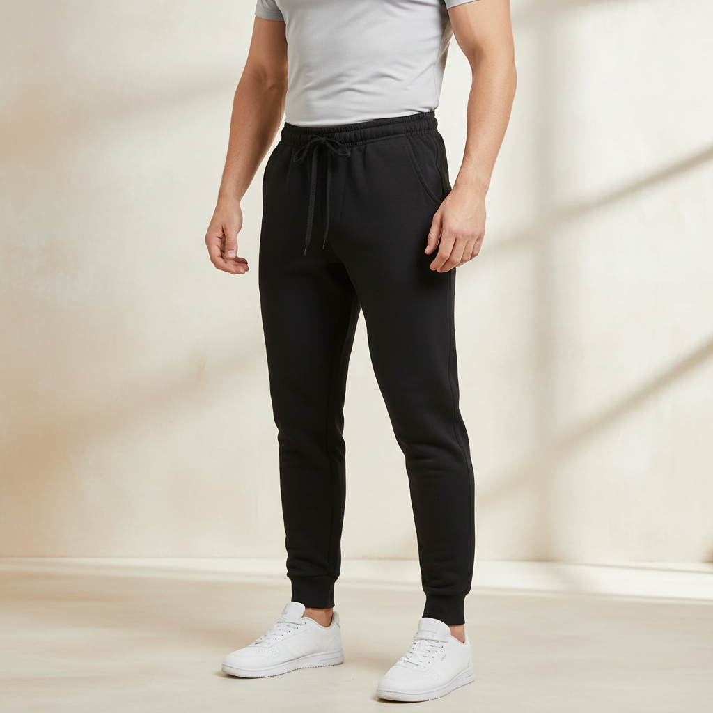 Men's warm breathable joggers with tapered cut and ankle cuffs