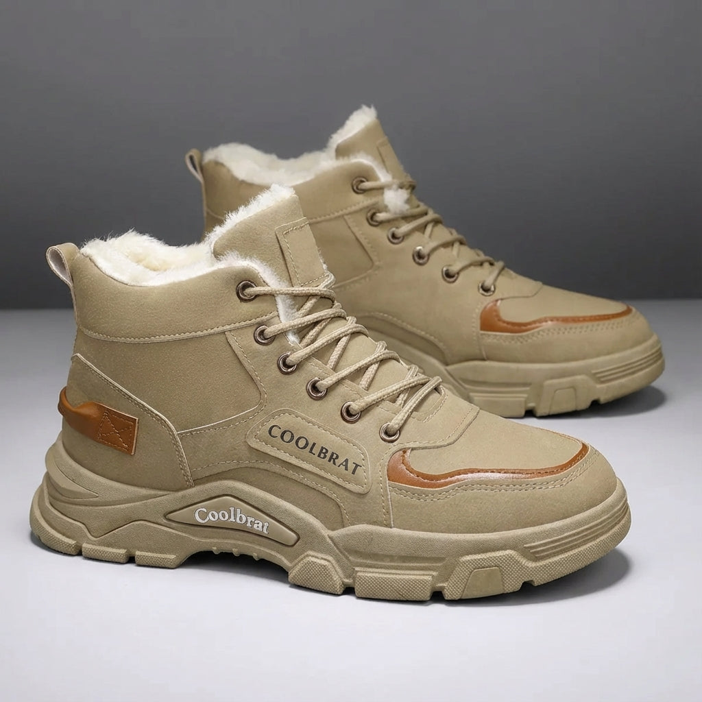 Men's winter boots mid-calf with warm lining and non-slip tread