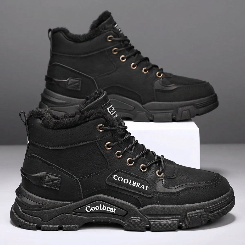 Men's winter boots mid-calf with warm lining and non-slip tread
