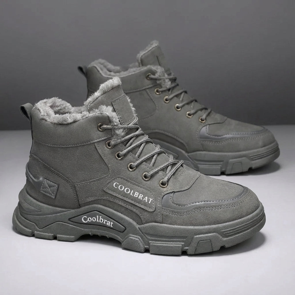 Men's winter boots mid-calf with warm lining and non-slip tread