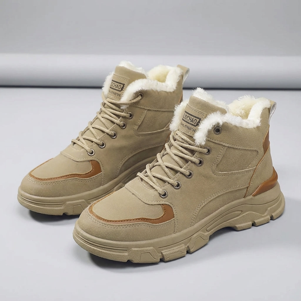 Men's winter boots mid-calf with warm lining and non-slip tread