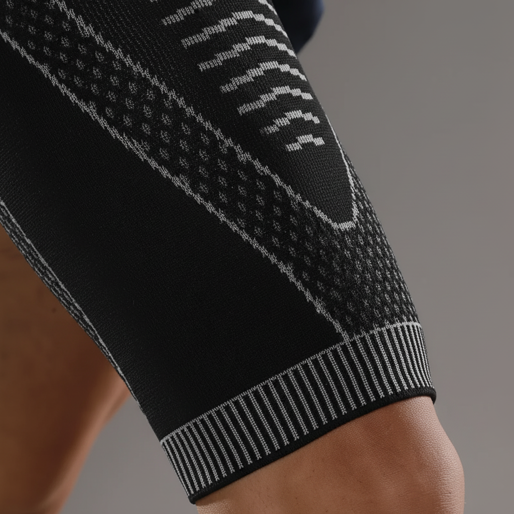 Breathable thigh compression sleeve with non-slip design for sports support
