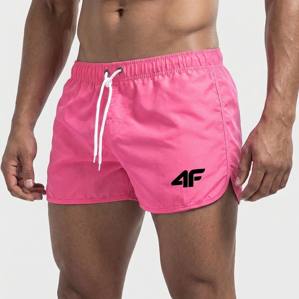 Men's quick-drying swim shorts short cut with side slits