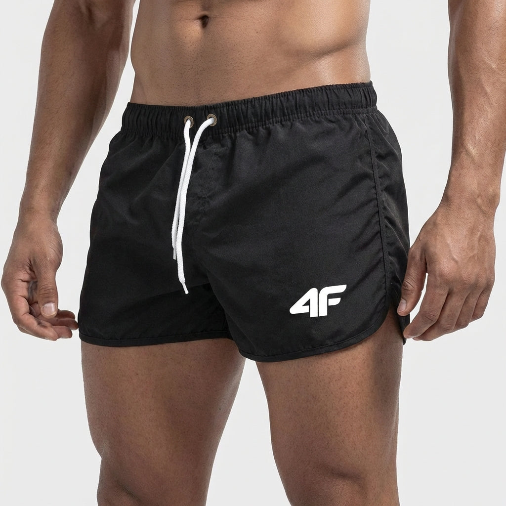 Men's quick-drying swim shorts short cut with side slits